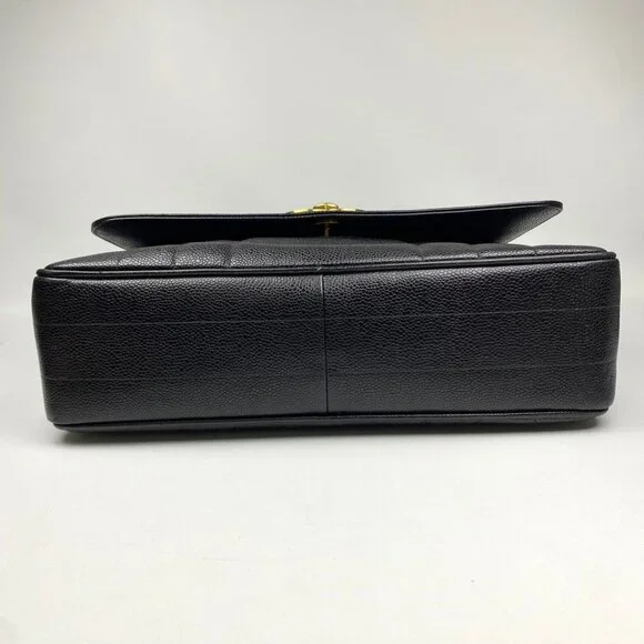 Authentic CHANEL CC Caviar Vertical Quilted Kelly Flap Bag Black Purse Handle - Picture 6 of 11